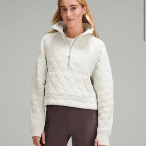 NWT Lululemon Scuba Oversized Quilted Half Zip in Bone, size XS/S